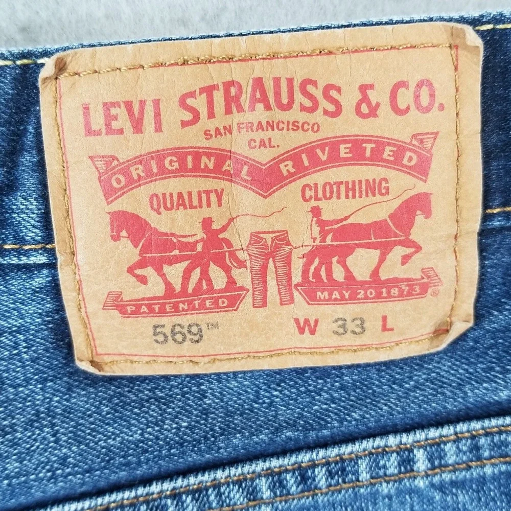 Levi's 569 shorts men's 33x12 relaxed fit blue denim‎ retro